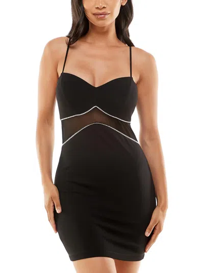 Shop Emerald Sundae Juniors Womens Night-out Mini Cocktail And Party Dress In Black