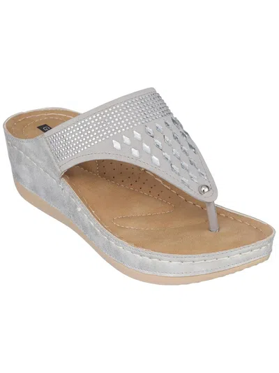 Shop Good Choice Kiara Womens Thong Slides Wedge Sandals In Grey