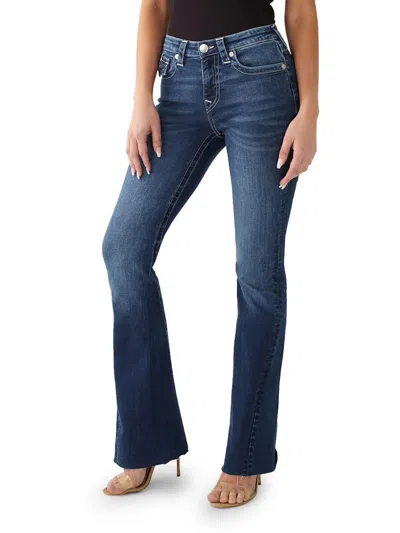 Shop True Religion Joey Womens Mid-rise Dark Wash Flare Jeans In Multi
