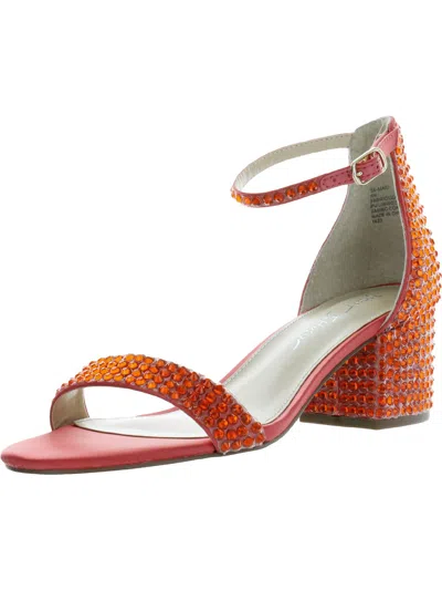 Shop Betsey Johnson Mari Womens Satin Embellished Heels In Orange