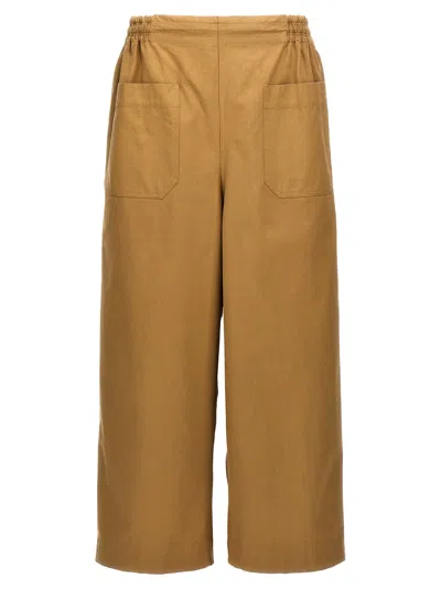 Shop Hed Mayner Cotton Trousers Pants Beige