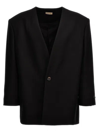 Shop Fear Of God Lapeless Suit Blazer Black