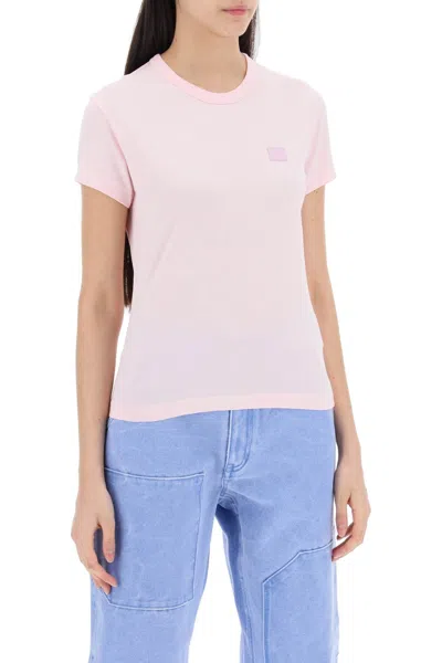 Shop Acne Studios Crew-neck T-shirt With Logo Patch Women In Pink