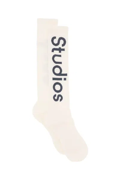 Shop Acne Studios Long Sport Socks With Logo Men In Multicolor