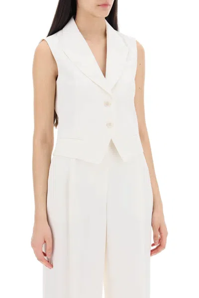 Shop Alexander Mcqueen Cropped Viscose Twill Vest For Women In White