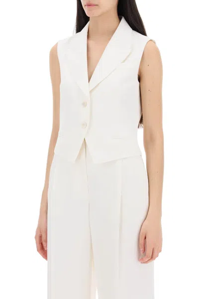 Shop Alexander Mcqueen Cropped Viscose Twill Vest For Women In White