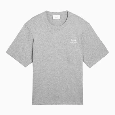 Shop Ami Alexandre Mattiussi Ami Paris Grey Cotton T-shirt With Logo Men In Gray