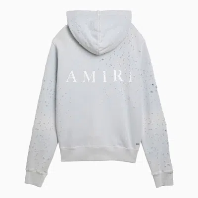 Shop Amiri Gray Hoodie With Wear And Tear Men In Blue