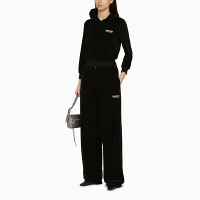 Shop Balenciaga Black Chenille Sports Trousers With Logo Women