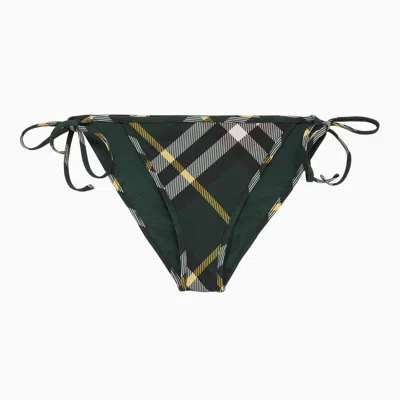 Shop Burberry Dark Green Bikini Briefs With Check Pattern Women
