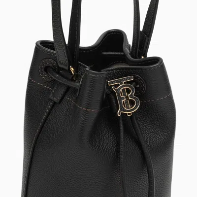 Shop Burberry Tb Mini Black Leather Bucket Bag Women