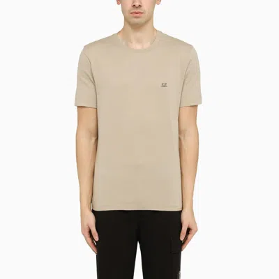 Shop C.p. Company Beige T-shirt With Logo Print On The Chest Men In Cream