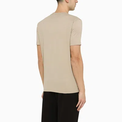 Shop C.p. Company Beige T-shirt With Logo Print On The Chest Men In Cream