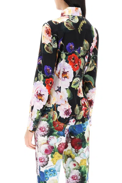 Shop Dolce & Gabbana Rose Garden Shirt In Satin Women In Multicolor