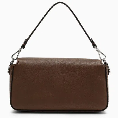 Shop Fendi Brown Leather Baguette Medium Bag Women