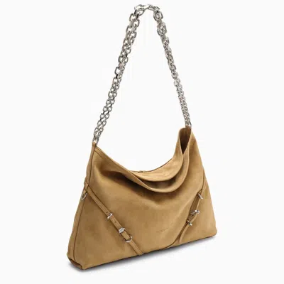Shop Givenchy Medium Voyou Chain Bag In Hazel Suede Women In Cream