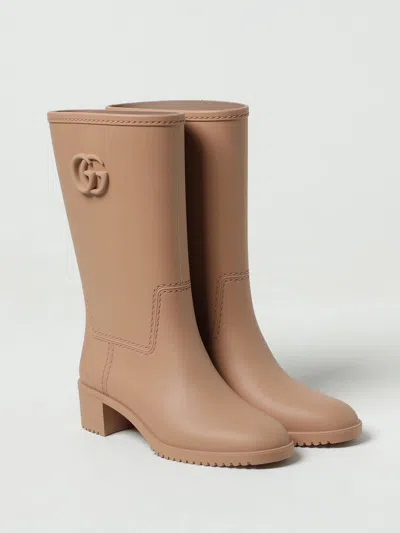 Shop Gucci Boots Woman Beige Woman In Cream