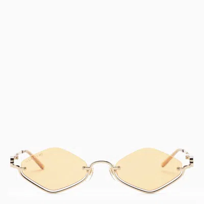 Shop Gucci Geometric Sunglasses Gold And Yellow Women