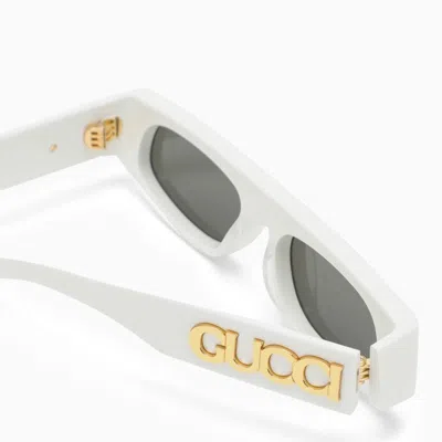 Shop Gucci White Acetate Geometric Sunglasses Women