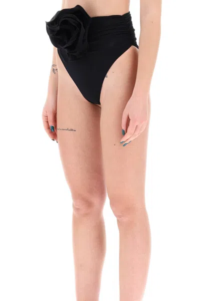 Shop Magda Butrym High-waisted Bikini Briefs With Flower Clip Women In Black