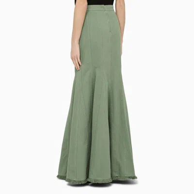 Shop Max Mara Green Cotton Long Skirt Women