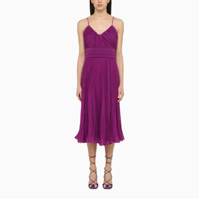Shop Max Mara Purple Pleated Midi Dress Women