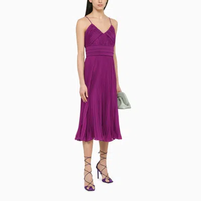 Shop Max Mara Purple Pleated Midi Dress Women