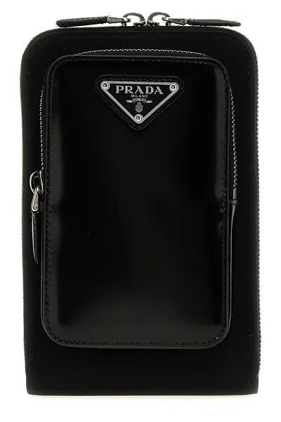 Shop Prada Men Re-nylon Smartphone Holder In Black