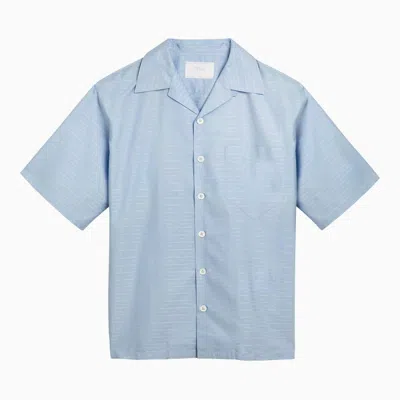 Shop Prada Sky-blue Cotton Short-sleeved Shirt Men