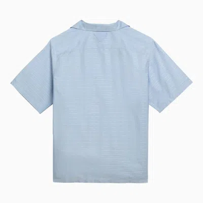 Shop Prada Sky-blue Cotton Short-sleeved Shirt Men