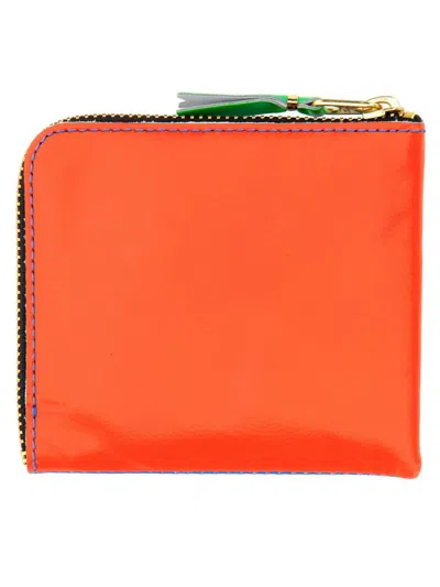 Shop Comme Des Garçons Leather Wallet Unisex In Orange