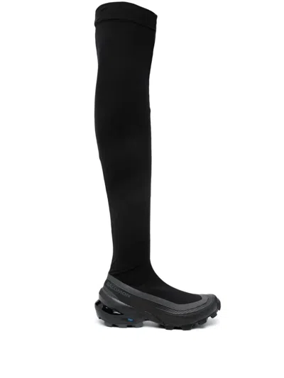 Shop Mm6 Maison Margiela X Salomon Chunky Over The Knee Boots In Black