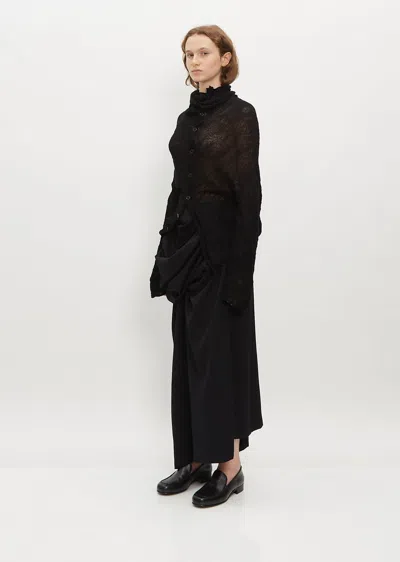 Shop Yohji Yamamoto Draped Long Skirt In Black