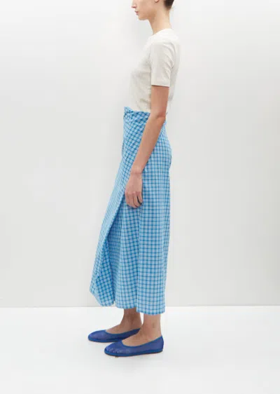 Shop 6397 Draped Wrap Skirt In Blue Plaid