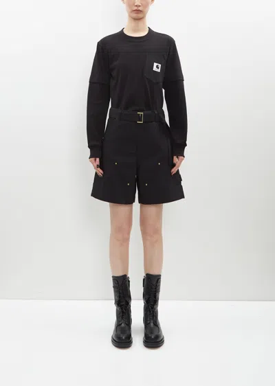 Shop Sacai X Carhartt Wip Duck Shorts In Black 001