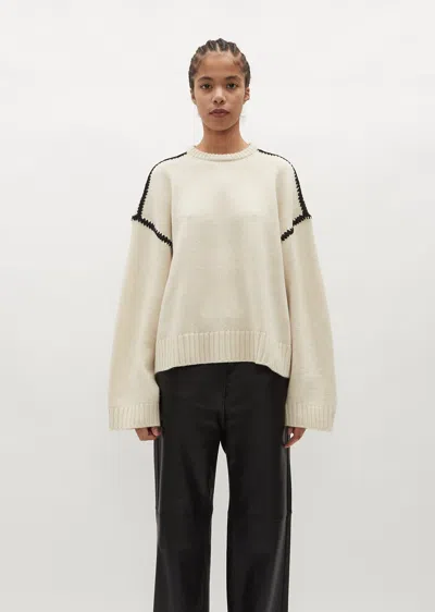 Shop Totême Embroidered Wool Cashmere Knit In Snow