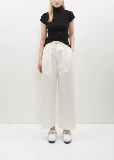 Shop Issey Miyake Enfold Cotton-blend Pants In Off White