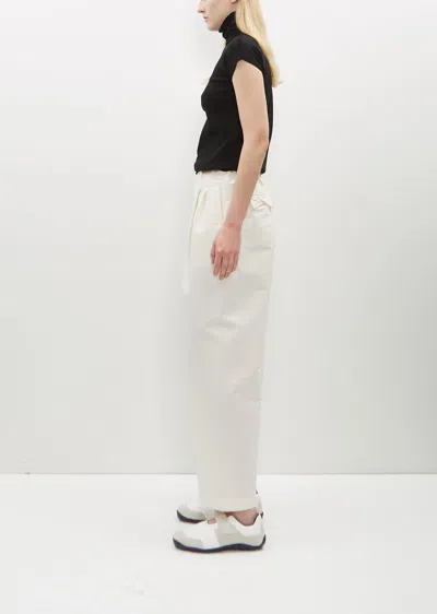 Shop Issey Miyake Enfold Cotton-blend Pants In Off White