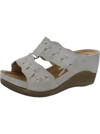 Shop Flexus By Spring Step Womens Faux Leather Slip-on Wedge Sandals In Grey