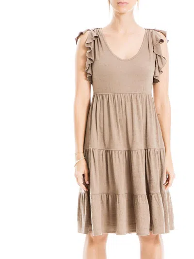 Shop Max Studio Womens Tiered A-line Mini Dress In Beige