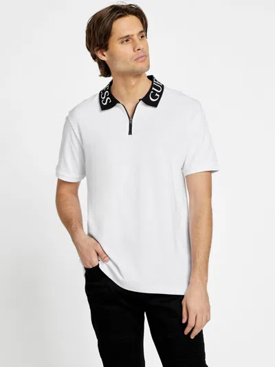 Shop Guess Factory Malcom Triangle Polo In White