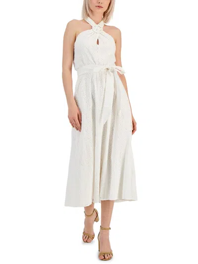 Shop Anne Klein Womens Open Back Long Halter Dress In White