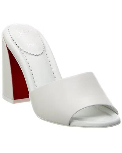 Shop Christian Louboutin Jane 85 Leather Mule In White