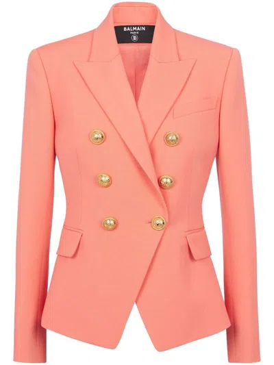 Shop Balmain Outerwear In Pink