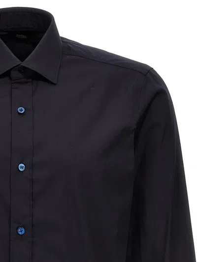 Barba Napoli Tailored Shirt With Long Cuffed Sleeves In Black