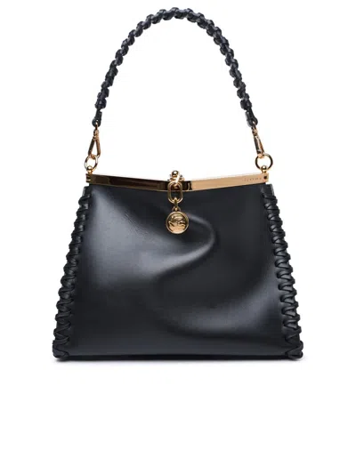 Shop Etro Small 'vela' Black Leather Bag