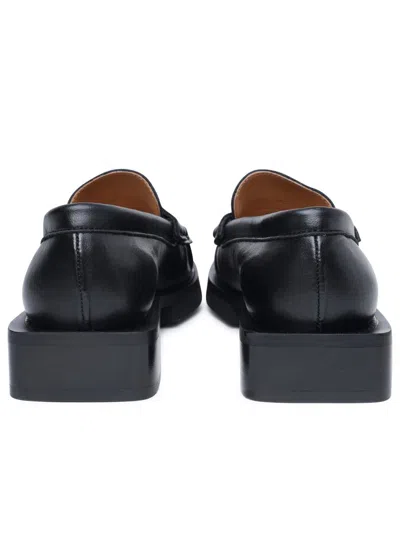 Shop Ganni Black Leather Loafers