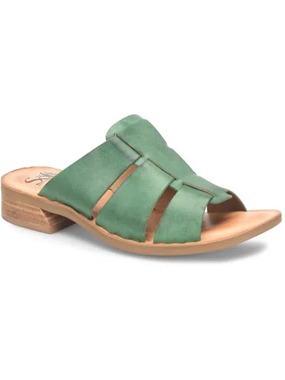Shop Söfft Almeda Womens Leather Slip-on Slide Sandals In Green