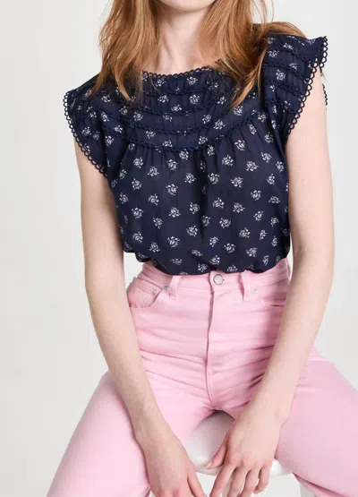 Shop Bb Dakota Have A Lace Blouse In Navy In Blue