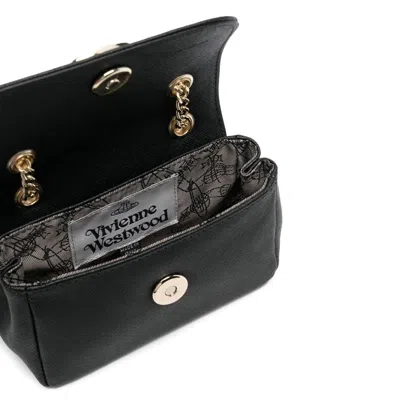 Shop Vivienne Westwood Plain Logo Shoulder Bag In Black